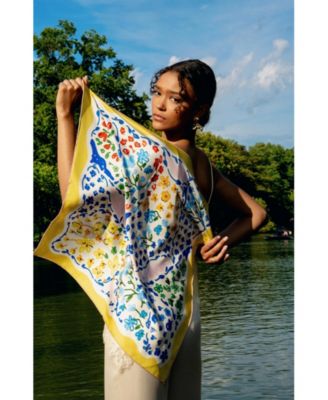 Women's Yellow Garden Double Sided Silk Scarf