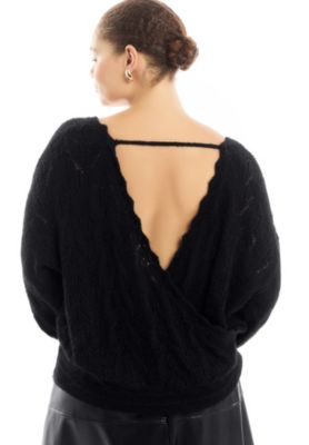 Women's Scallop-Trim Wrap Sweater