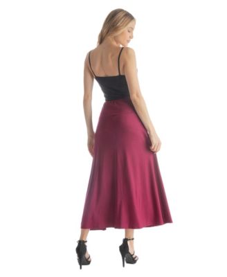 Petite Elastic Waist Solid Color Maxi Skirt