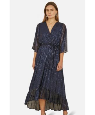 Women's Sequin Kimono Midi Wrap Dress
