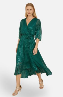 Women's Sequin Kimono Wrap Dress