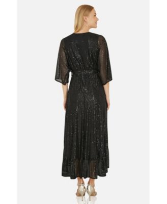 Women's Sequin Kimono Midi Wrap Dress
