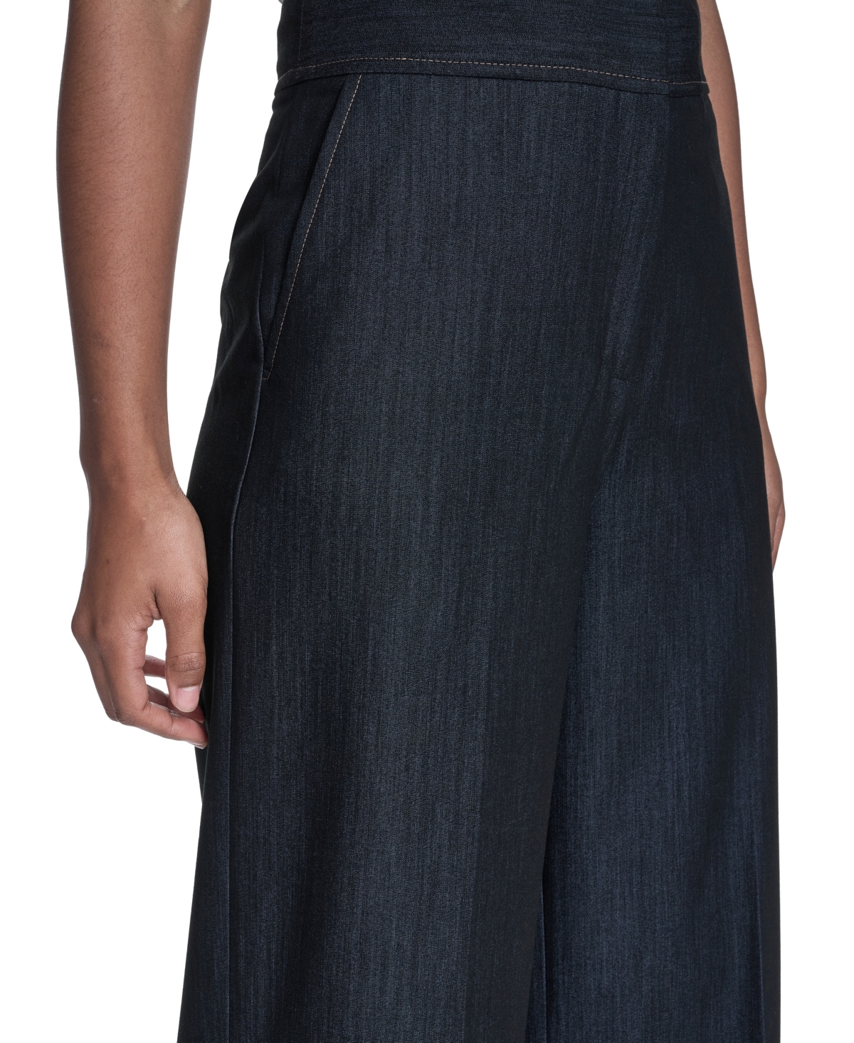 Calvin Klein Women's Faux Denim Wide Leg Pants In Blue