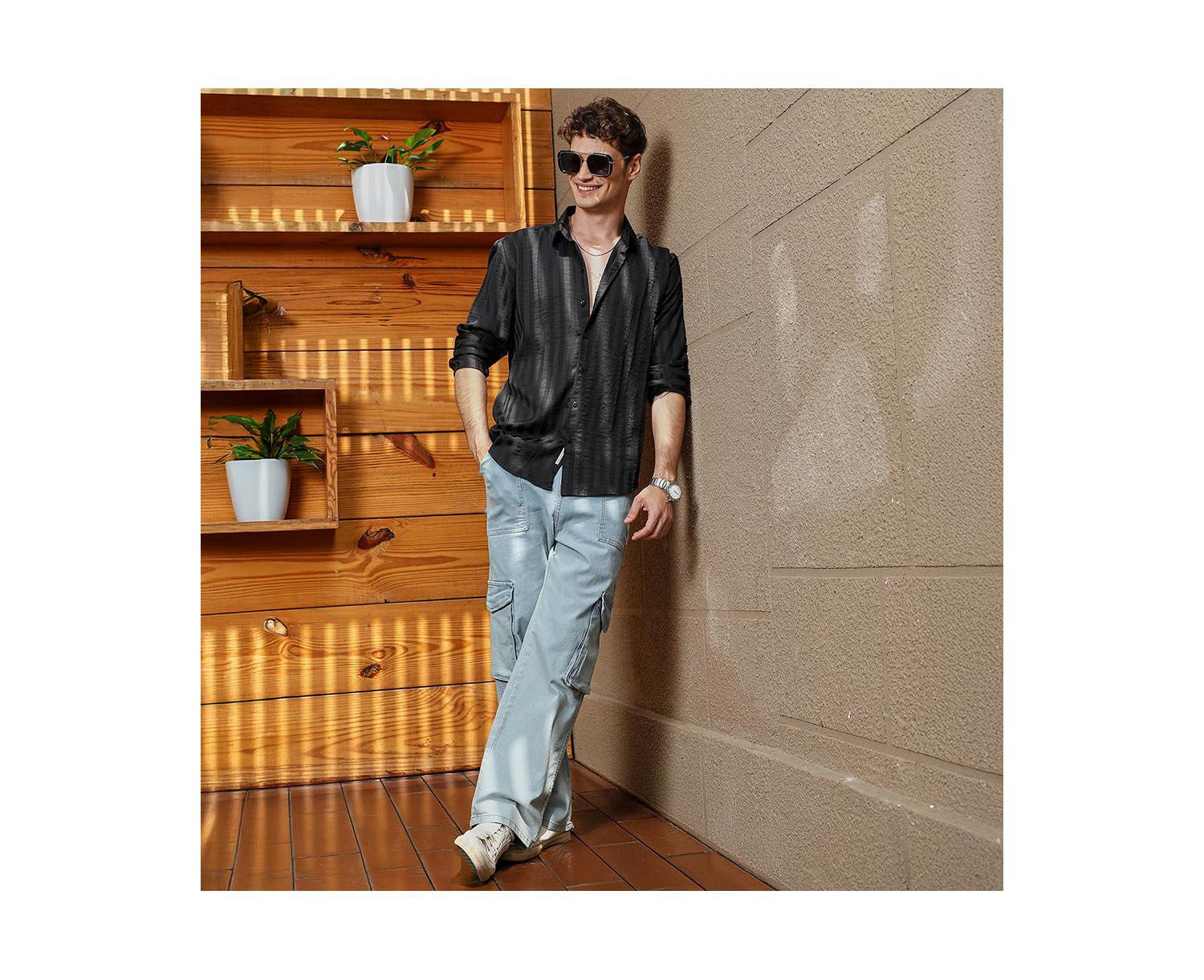 Men's Onyx Black Candy-Striped Shirt