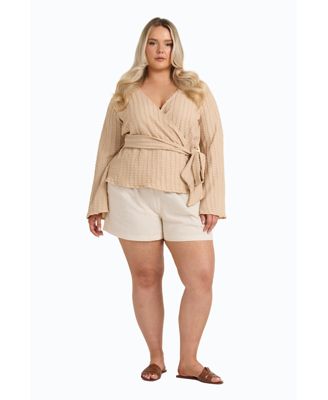 Women's Kimono Wrap Front Belted Top