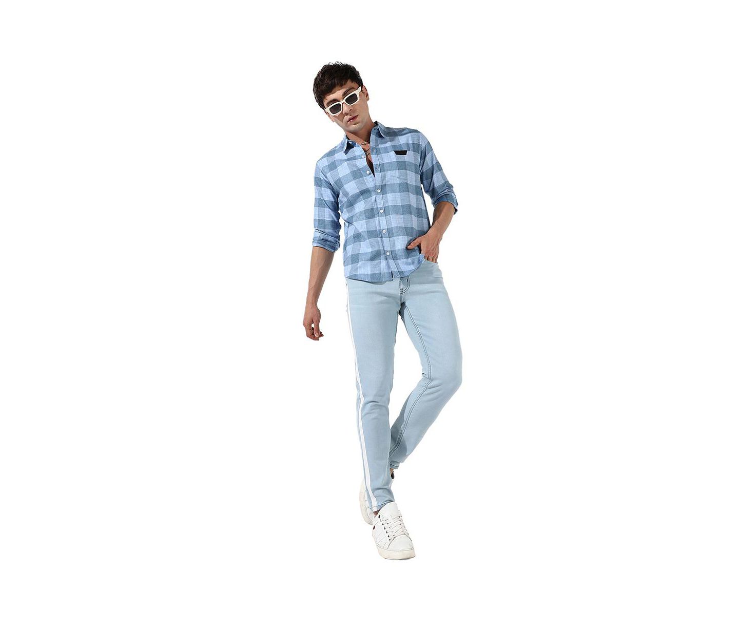 Мужская рубашка Cahoot Campus Sutra Cotton Blue Checks, цвет: Синий — фото 4