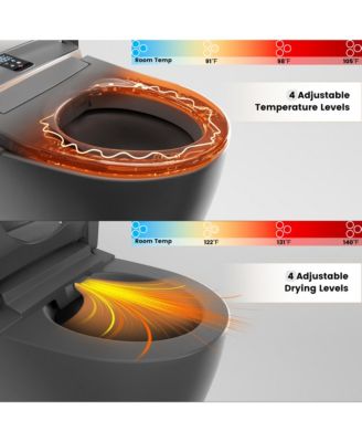 Smart One-Piece Bathroom Fixture with Built-in Water Tank, Heated Seat, Auto Flush, Automatic Lid, Wash and Air Dryer