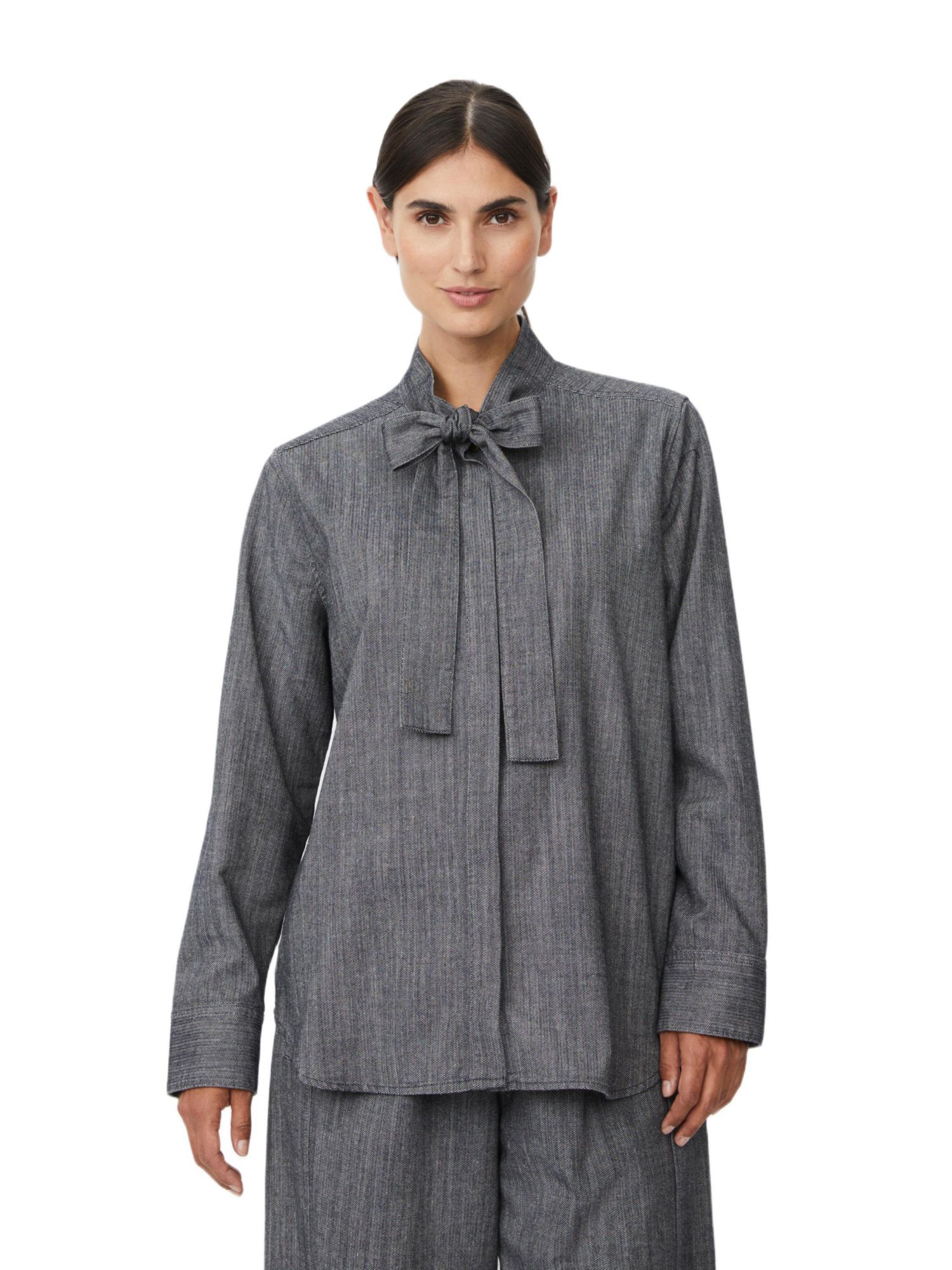 Women's Long Sleeve Neck Tie Shirt