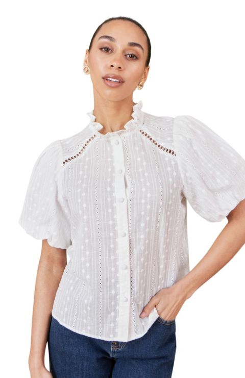 Женская рубашка Yumi Puff Sleeve, цвет: Белый