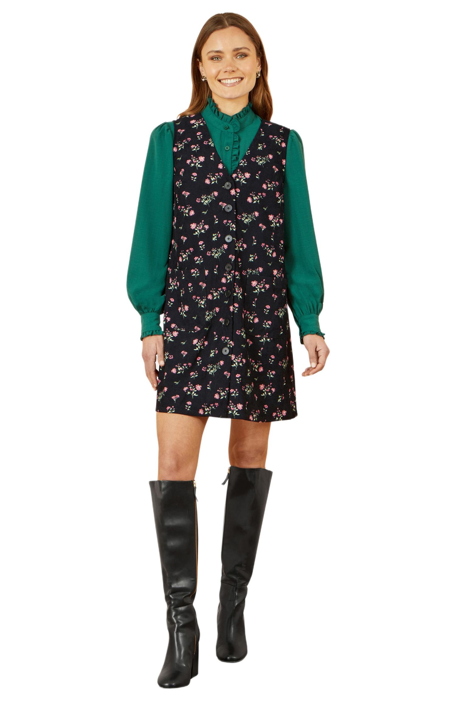 Women's Floral Print Pinafore Dress