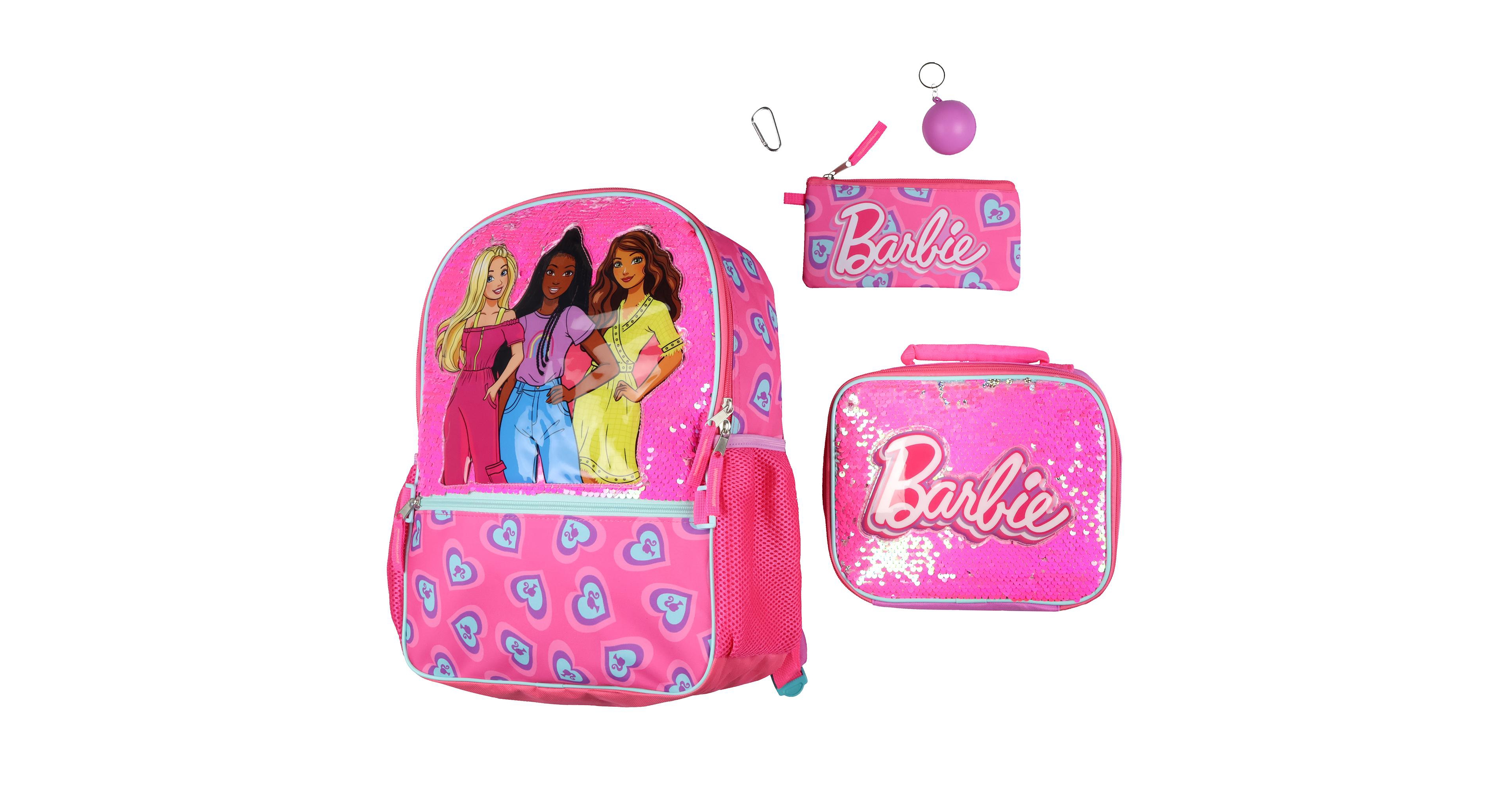 Barbie 5 Pc Set with Matching Lunch Box School Bookbag Backpack