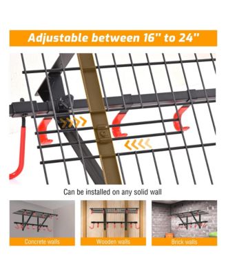 Patented 250 lbs Heavy-Duty Adjustable 16–24" Garage Wall Storage Rack, Multi-Hook Organizer