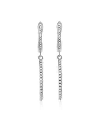 Suzy Levian Sterling Silver Cubic Zirconia Pear-Shaped Open Hoop Drop Earrings