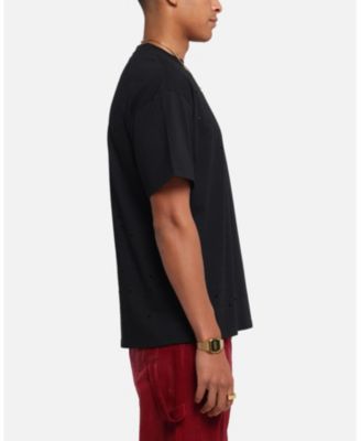 Men's Distressed T-Shirt, Black - L