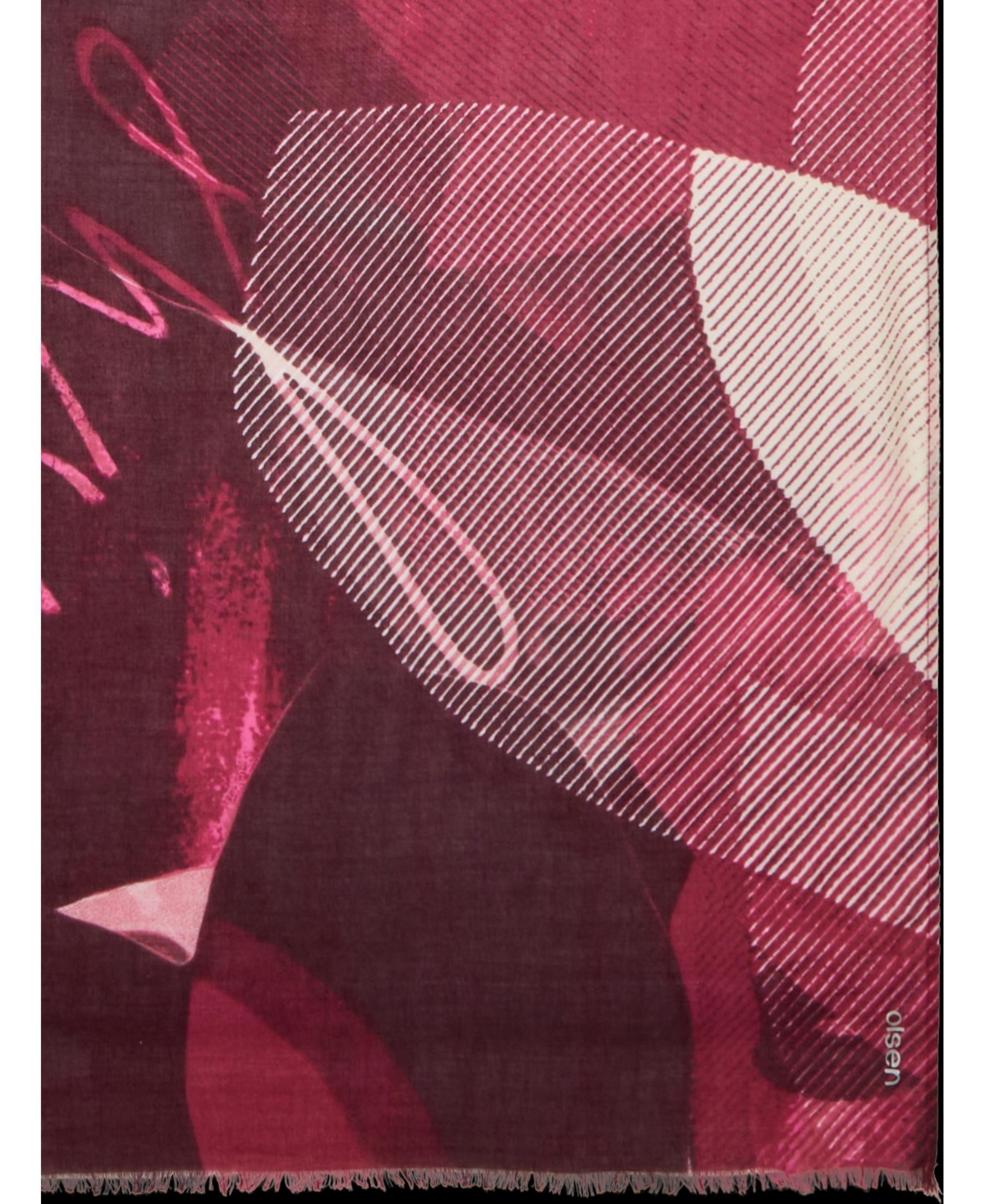 Olsen Pannaeux Print Scarf with Frayed Edge Trim