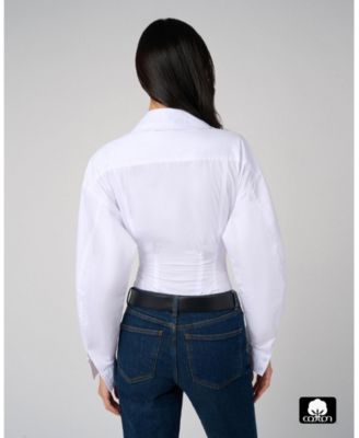 Women's Balloon Sleeve Button Up Bodysuit