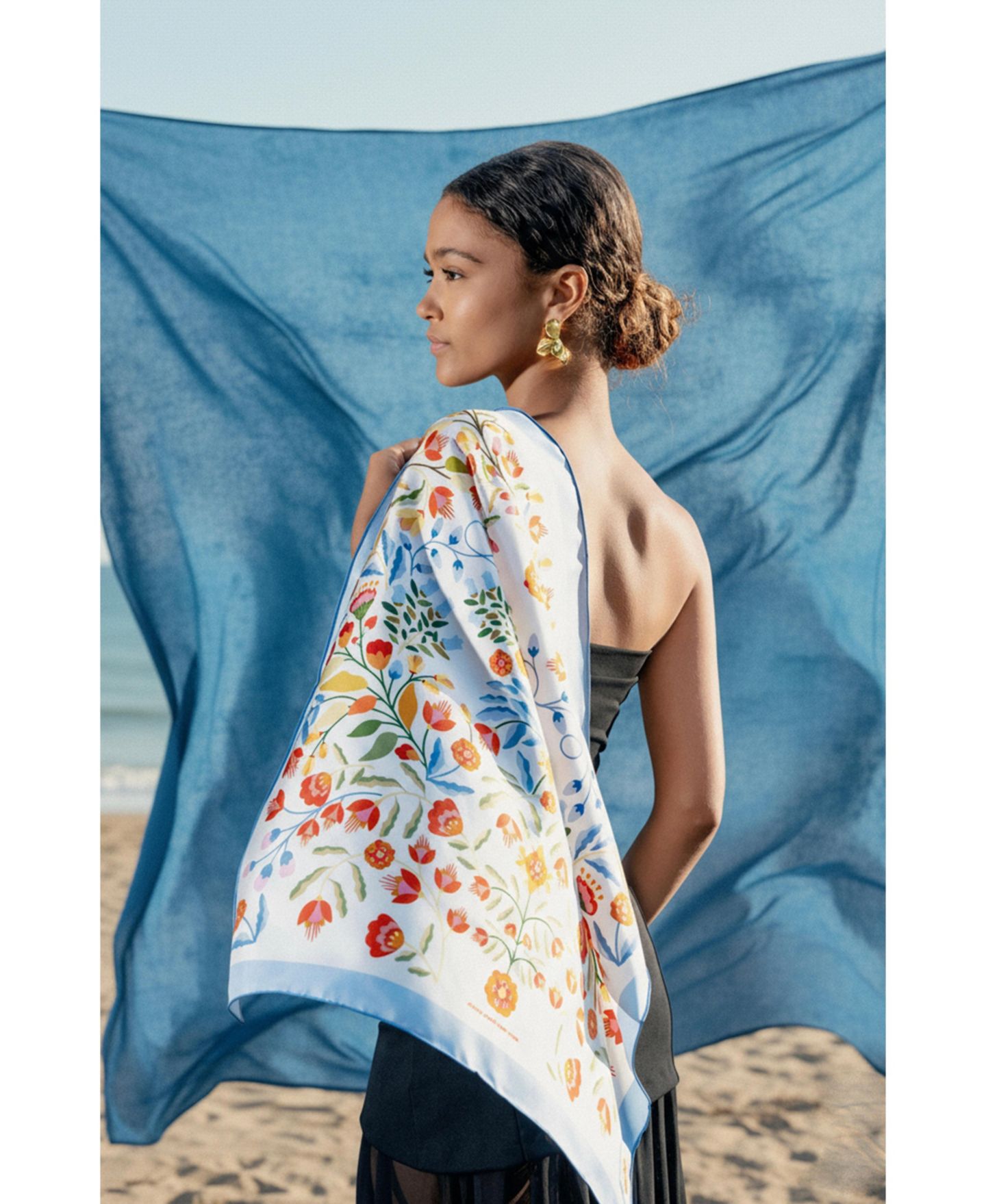 Женский шарф Jessie Zhao New York Porcelain Jardin Double Sided Silk, цвет: Белый — фото 3