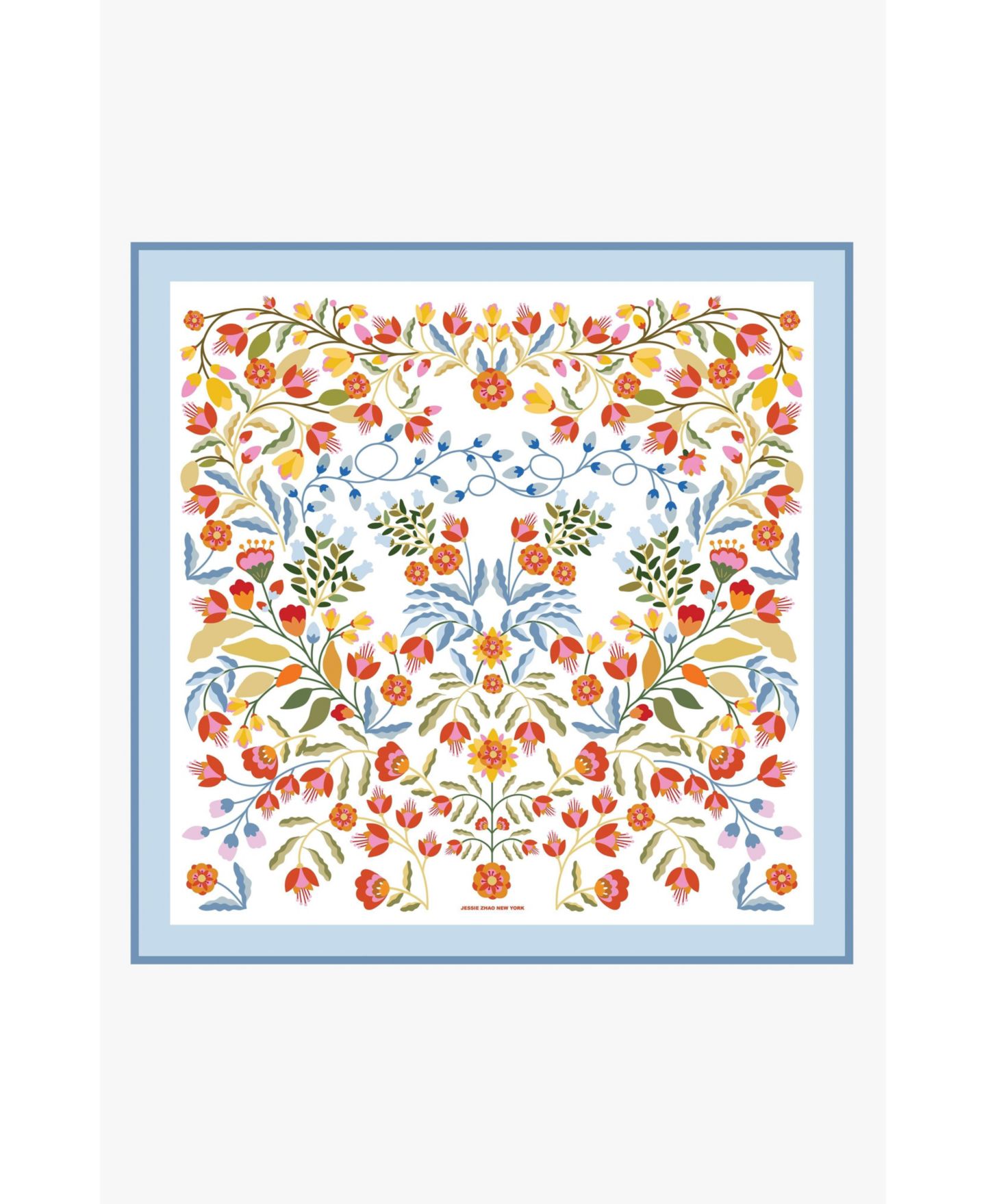 Женский шарф Jessie Zhao New York Porcelain Jardin Double Sided Silk, цвет: Белый — фото 1