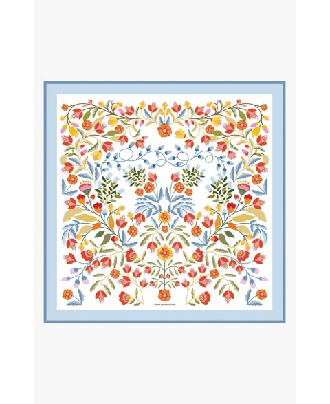Женский шарф Jessie Zhao New York Porcelain Jardin Double Sided Silk, цвет: Белый
