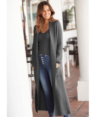 Women's Long Length Knit Cardigan With Pockets