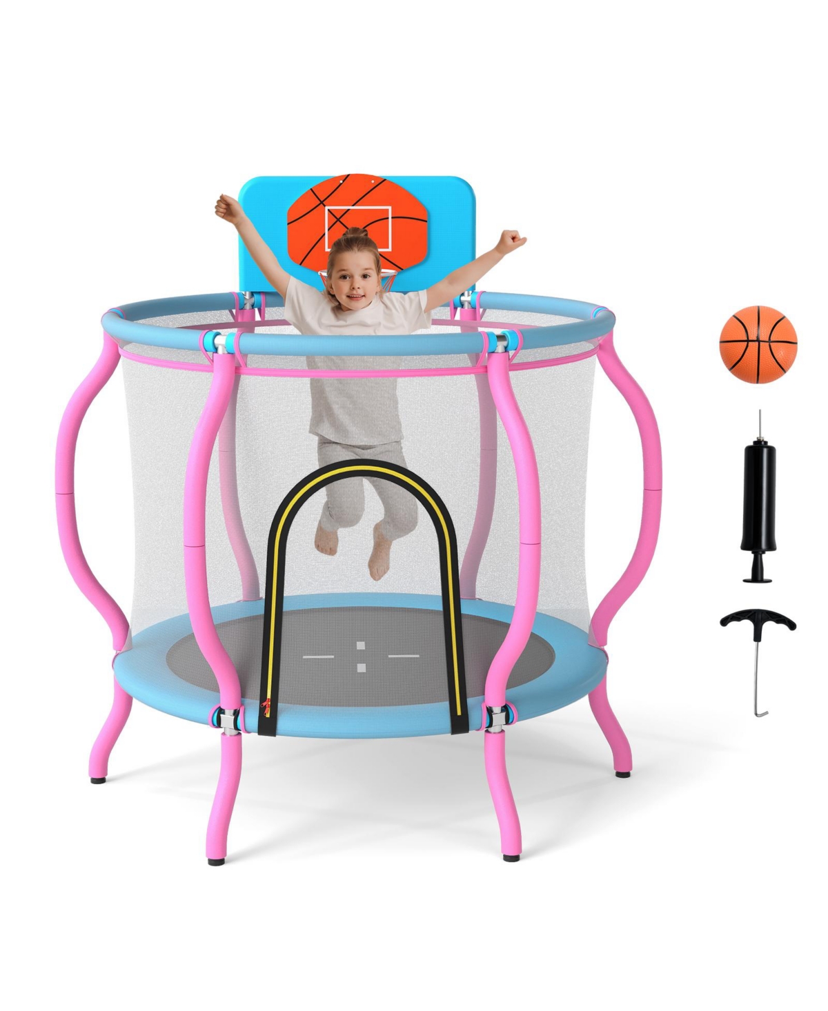 Gymax 48'' Kids Trampoline Indoor & Outdoor Pumpkin Trampoline w/Basketball Hoop