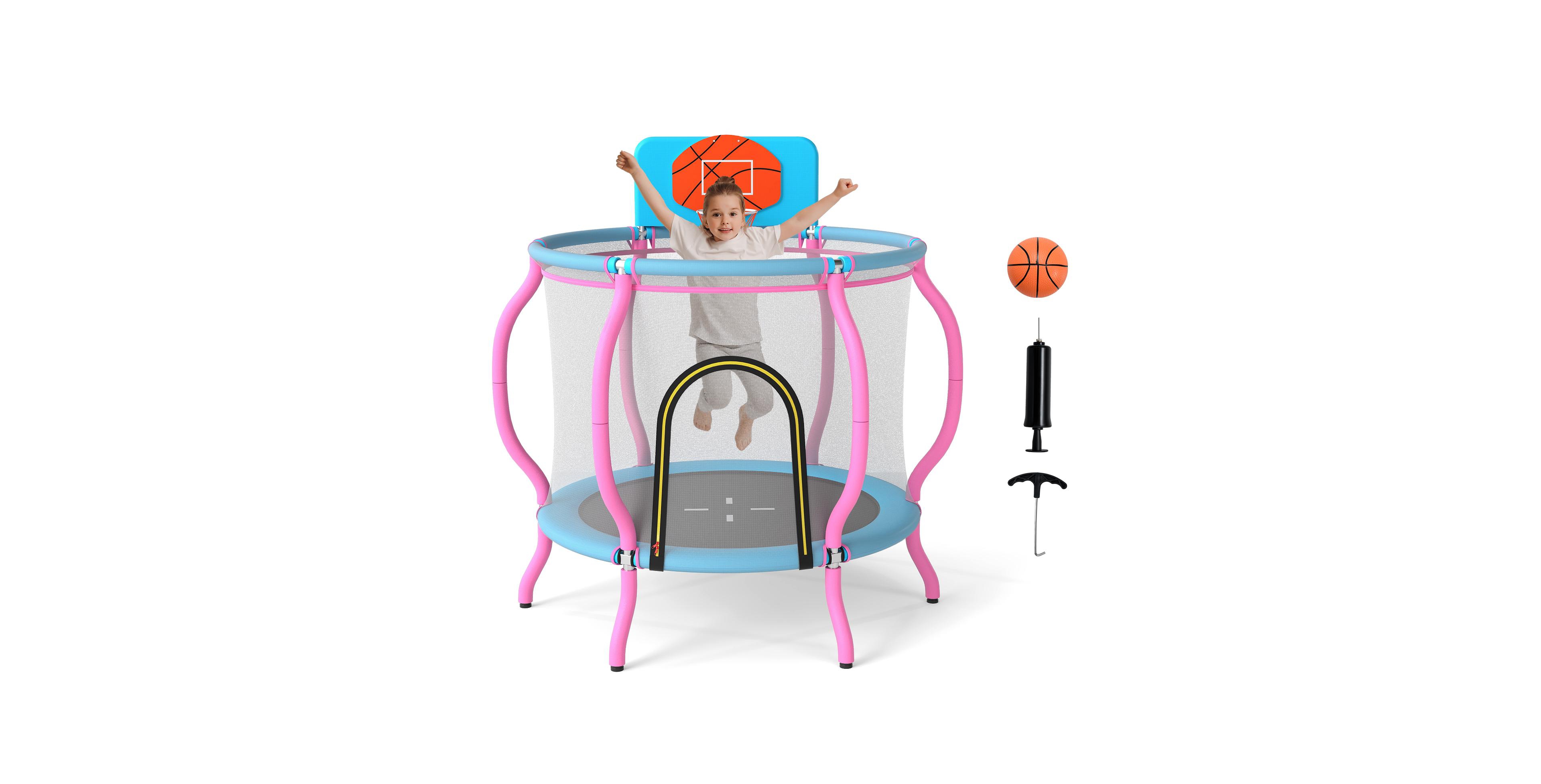 Gymax 48'' Kids Trampoline Indoor & Outdoor Pumpkin Trampoline w/Basketball Hoop