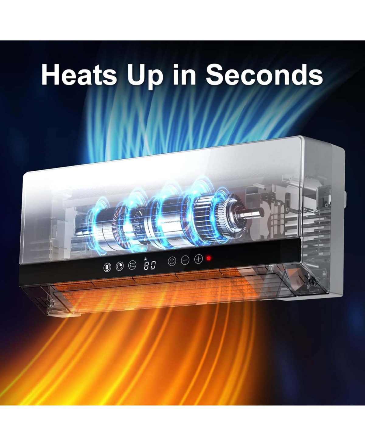 Cowsar 1500W Wall Heater | Dual Heating Settings,Window Indicator, Weekly/24-Hour Timer, Led Touch Screen & Remote Control, IP22 Waterproof