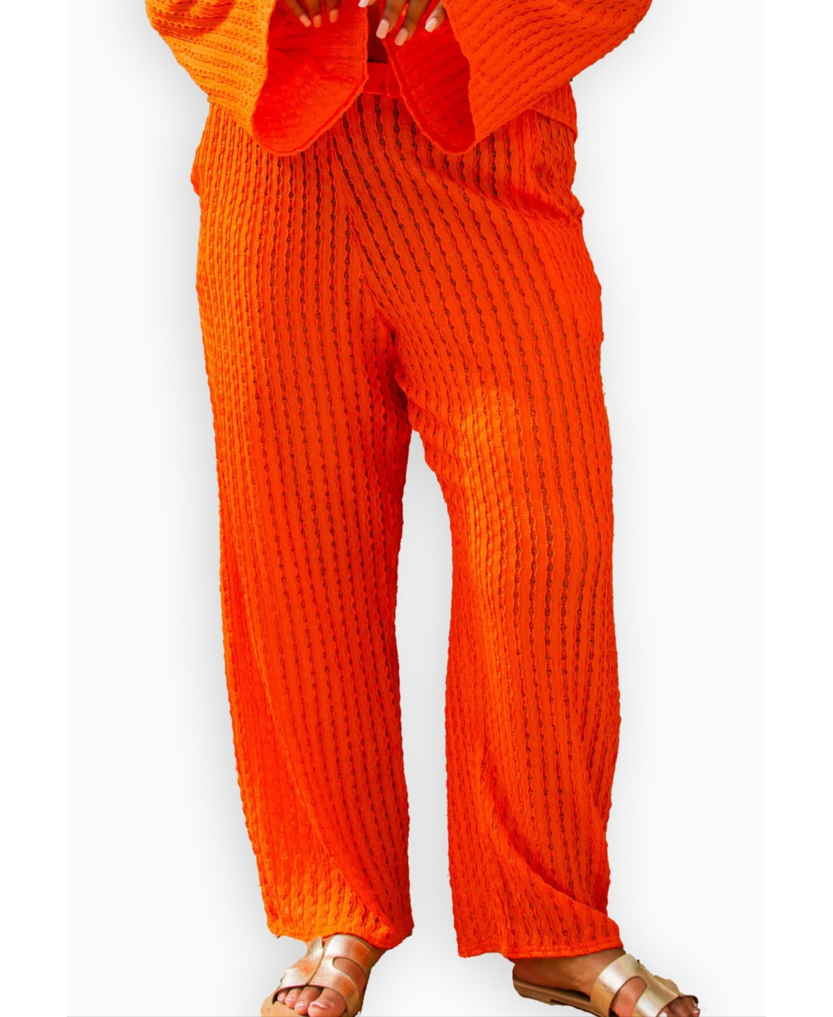 Fashion-szn Curve Women's Wide Leg Crochet Resort Pants