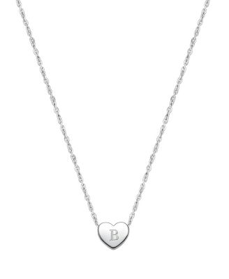Tiny Blessings Girls Childrens Sterling Silver Mini Sliding Heart Engraved Initial 12-14 Necklace - Silver - b 100$