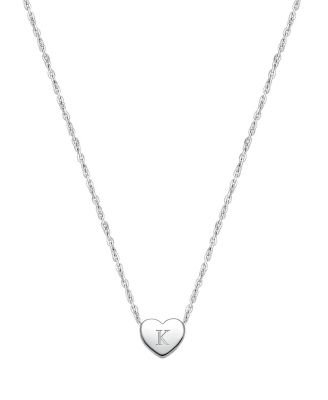 Tiny Blessings Girls Childrens Sterling Silver Mini Sliding Heart Engraved Initial 12-14 Necklace - Silver - k 75$