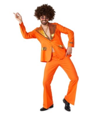 Men's Disco Costume Suit - Saturday Night Fever Outfit - Blazer And Flare Pants - Orange