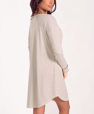 Women's Brushed Micro Stretch Knit Long-Sleeve Sleep Shirt 