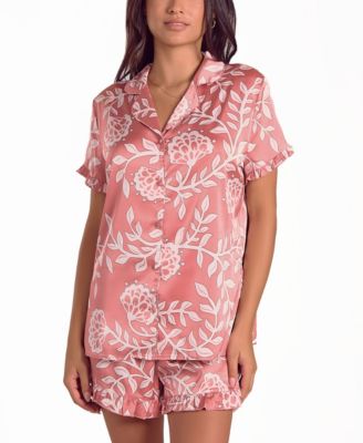 Women's Floral Stretch Woven Short-Sleeve Pajama Set