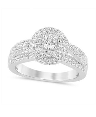Diamond Cluster Engagement Ring (1 ct. t.w.) in 14k White Gold