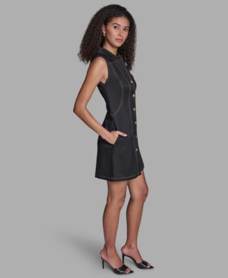 Women's Sleeveless Button Front Mini Shirt Dress