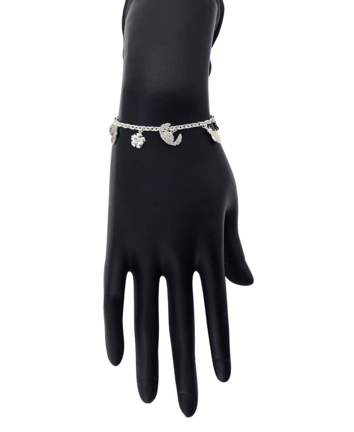 Disney Crystal And Mother Of Pearl Lilo Stitch Summer Charm Bolo Bracelet In Metallic