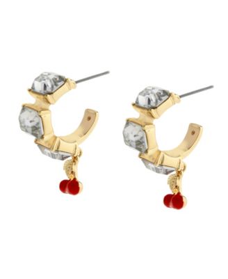Faux Stone Cherry Charm Gem Hoop Earrings