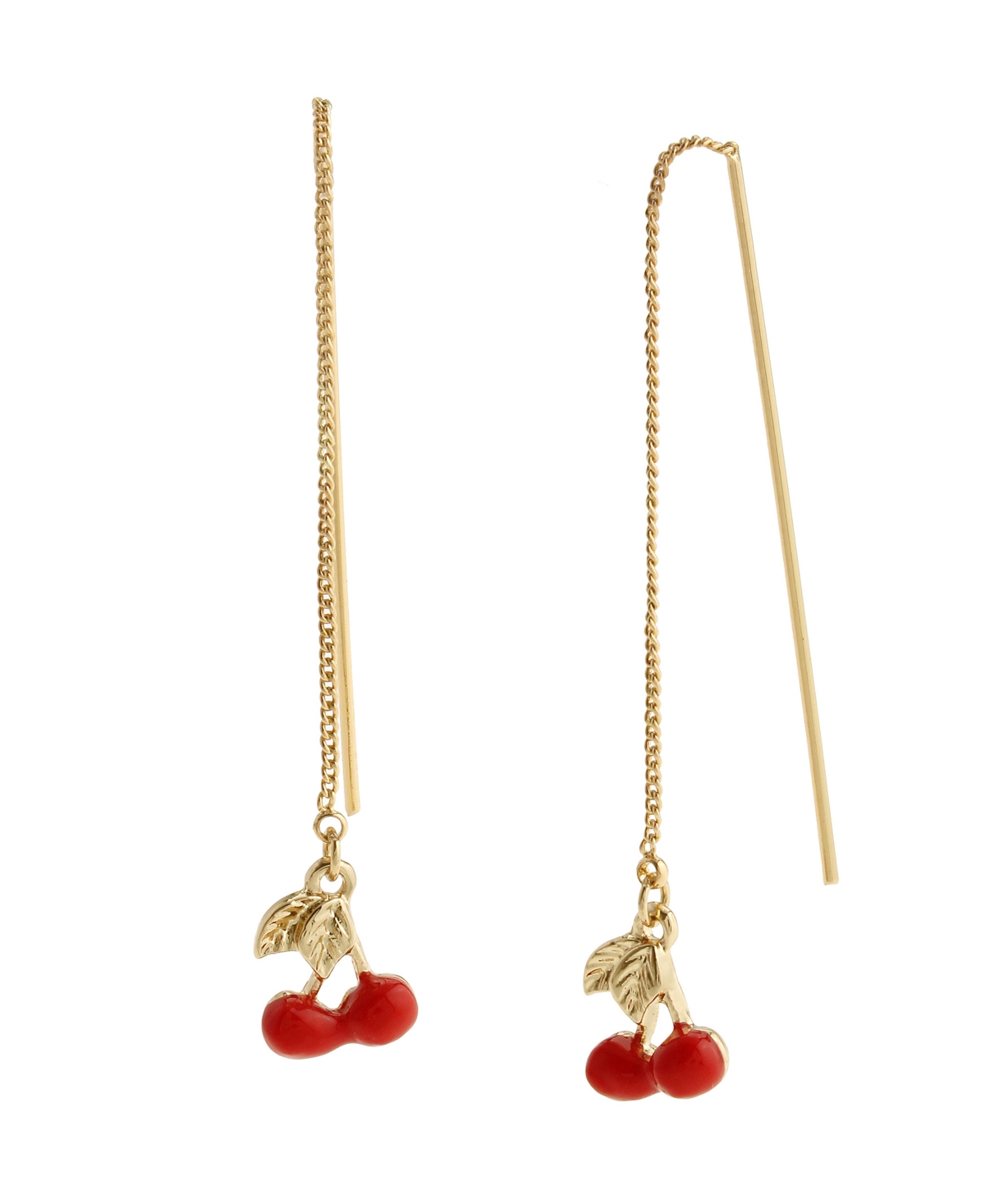 Steve Madden Red Cherry Charm Threader Earrings