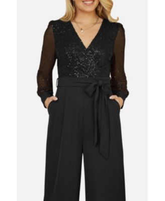 Women's Sequin Wrap Over Jumpsuit