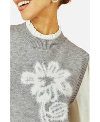 Women's Knitted Flower Sleeveless Sweater Vest