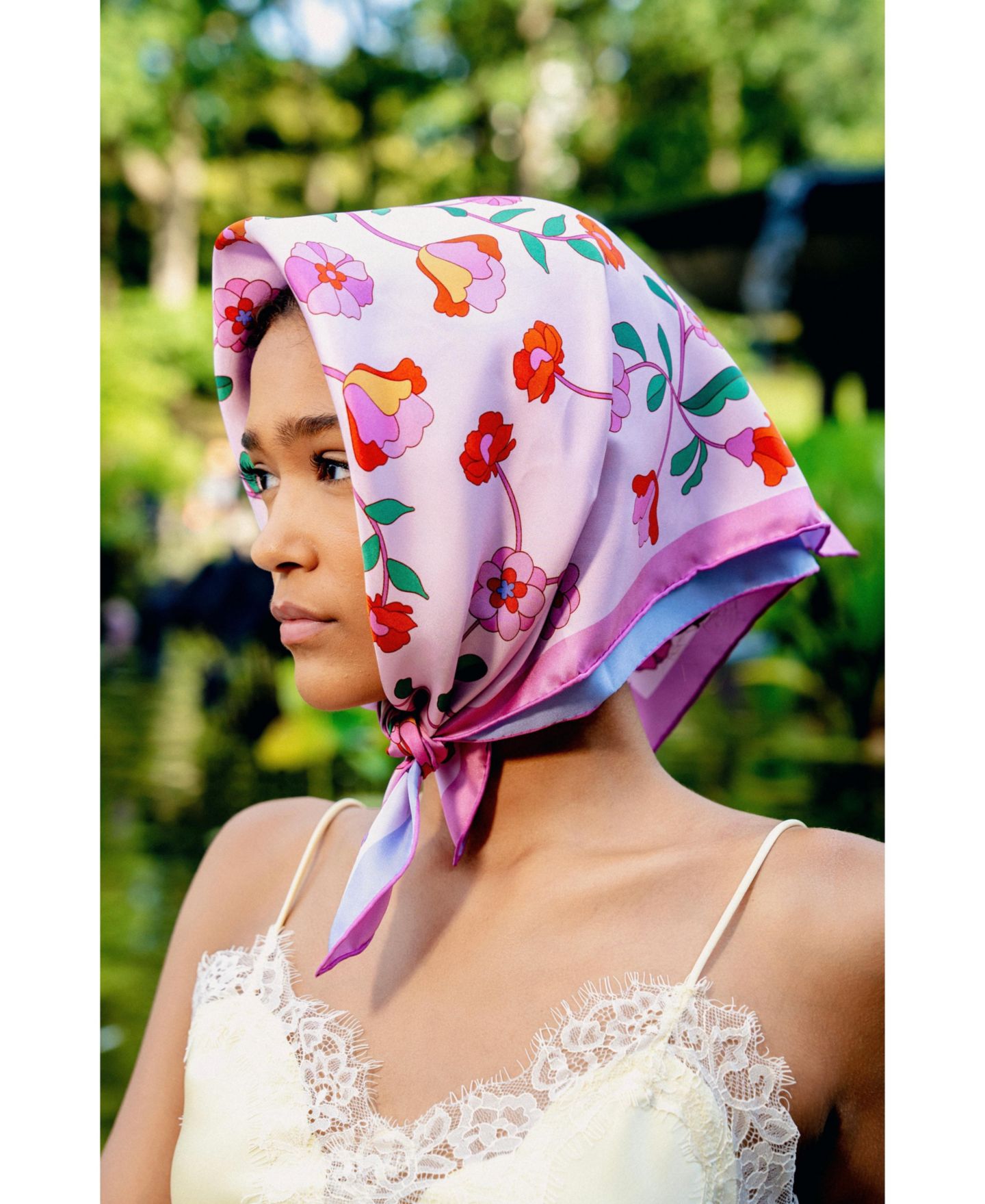 Женский шарф Jessie Zhao New York Blush Botanica Double Sided Silk, цвет: Розовый — фото 6