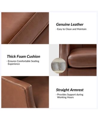 Heeg 47'' H Genuine Leather Swivel Adjustable Height Tilting Executive Chair with High Backrest