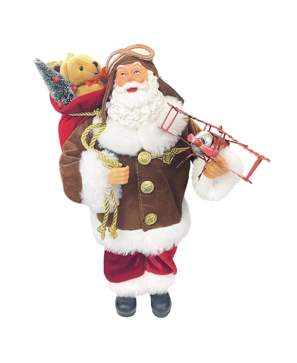 Santa's Workshop 12" Pilot Santa Claus In Brown