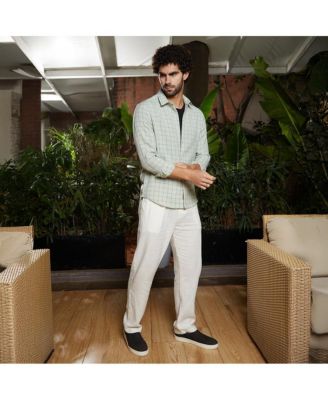 Men's Ivory White Graph Check Shirt