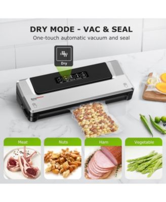 Bonsenkitchen Compact Vacuum Sealer, Fast Multi-Functional Food Saver with 20 Bags, 2 Rolls & Hose, High-Speed Continuous Use, Silver
