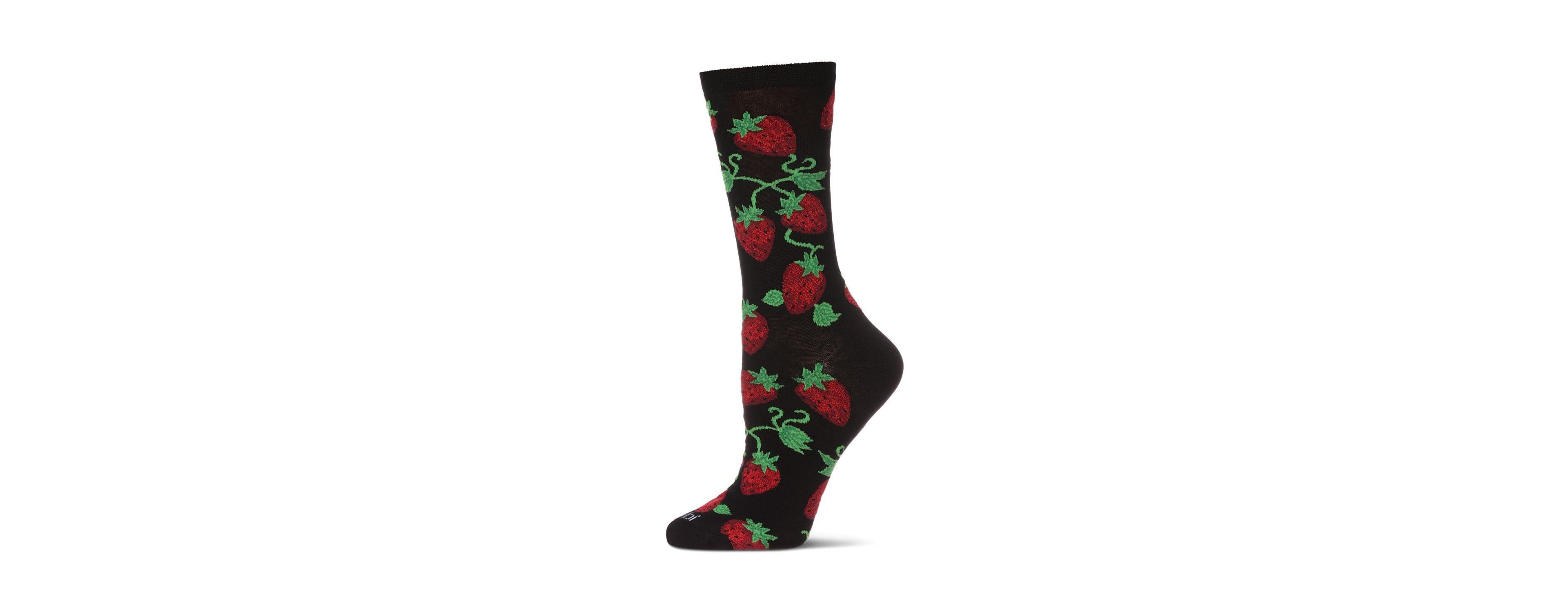 MeMoi Women's Strawberry Vines Crew Socks