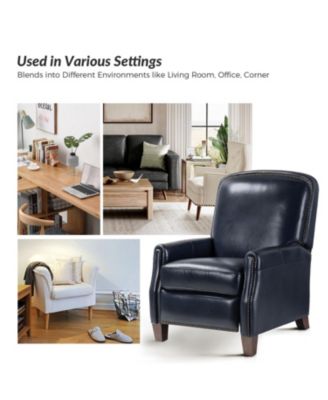 Hickey Modern Genuine Leather Recliner with Nailhead Trim