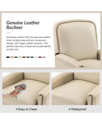 Hickey Modern Genuine Leather Recliner with Nailhead Trim