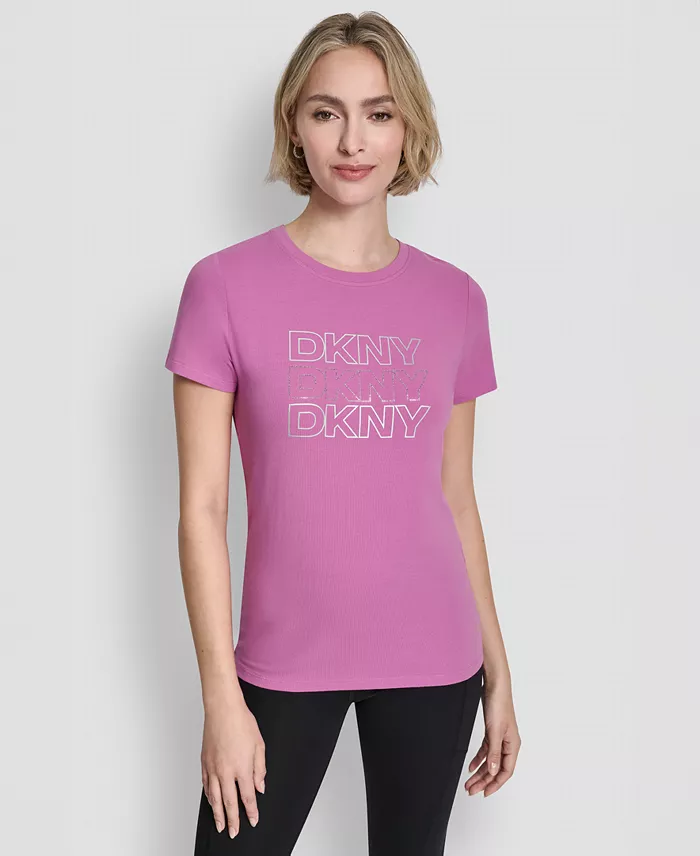 Women's Triple Rhinestone Foil Logo Crewneck Baby T-Shirt
