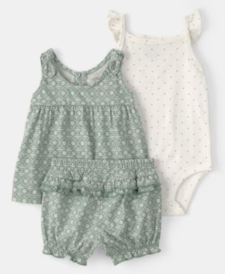 Carter's - Baby Girls' Printed Tank, Bodysuit and Shorts, 3-Piece Set